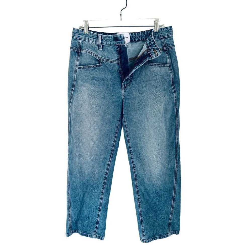 COLOVOS Jeans Size 28 Med Wash Leather Patch